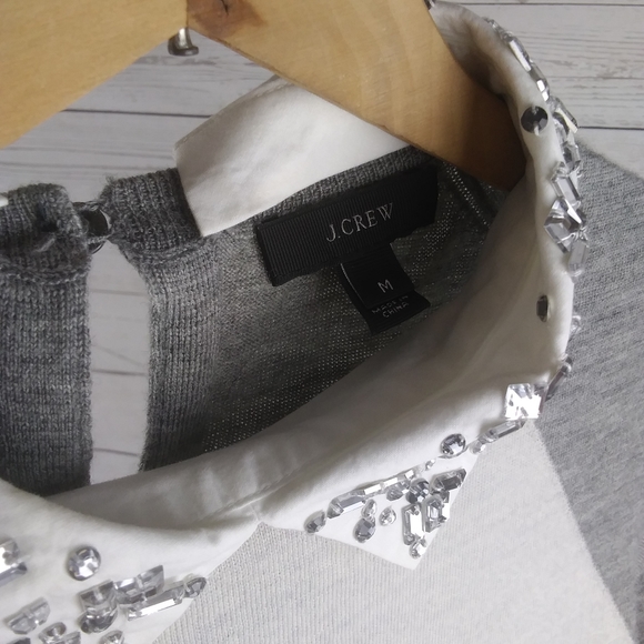 J.Crew Grey 3/4 sleeve removable collar - Picture 4 of 9